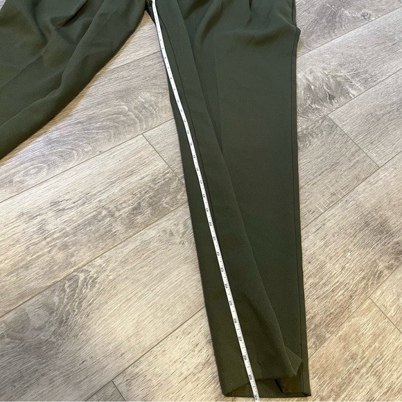 VINTAGE Olive Khaki Green Trousers Pleated Tapered Carrot Relaxed Fit Pants 8 10 - Picture 14 of 14